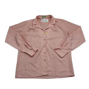 SILKHANA Shirt Womens 12 Orange Long Sleeve Collared Polyester Button Up